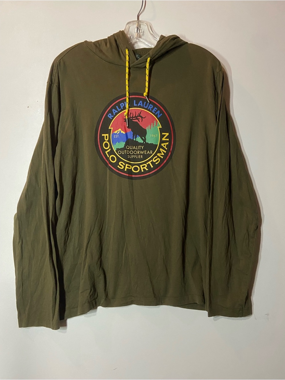 Vintage Ralph Lauren Polo Sportsman Olive Hooded Long-Sleeve Tee